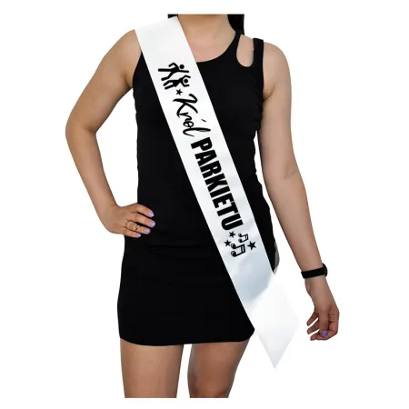 Szarfa BIAŁA Ślub Król Parkietu