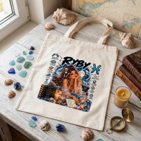 Torba na zakupy URODZINY zodiak RYBY dla Niej KOBIETA